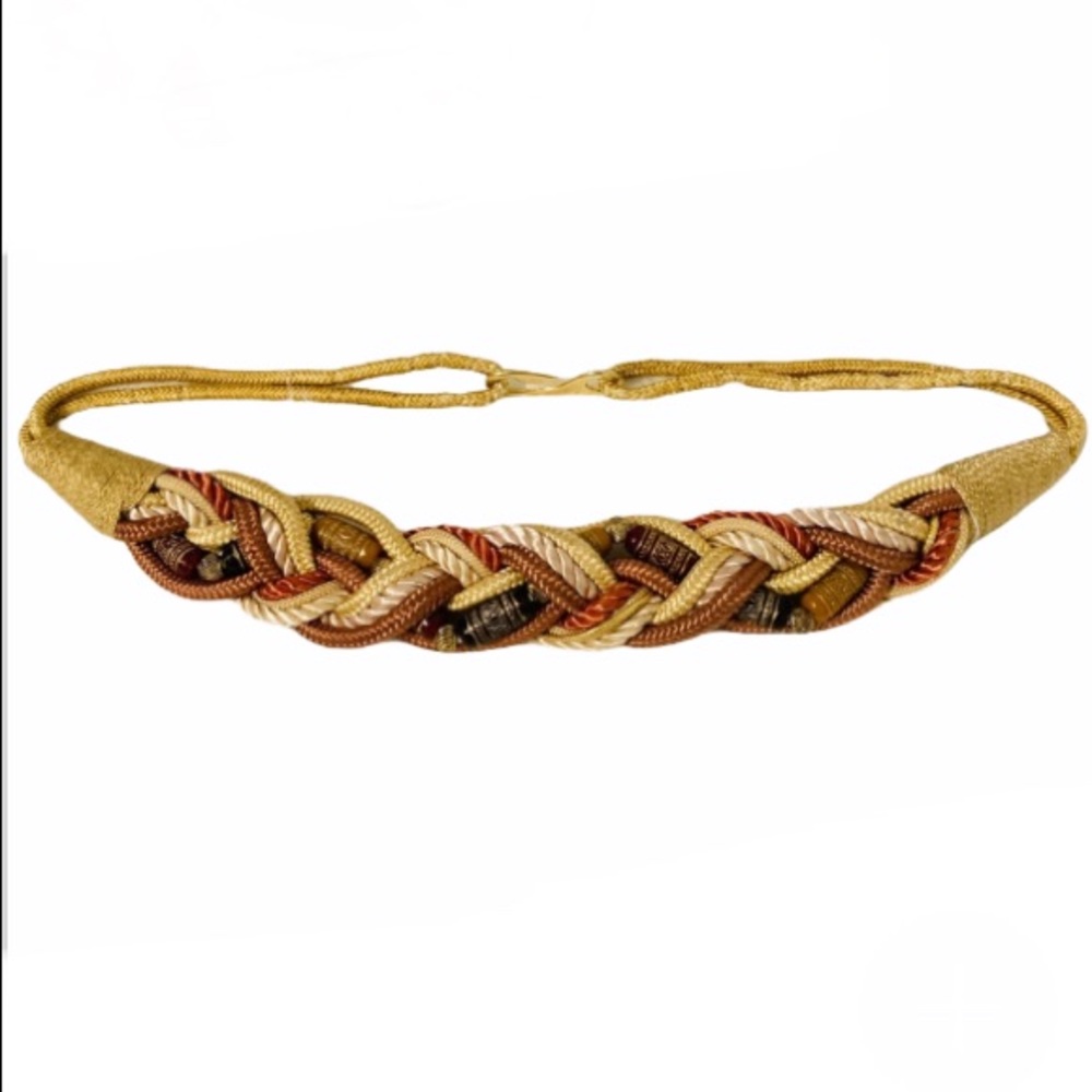 Vtg Macrame Embellishment Boho Belt Size Medium